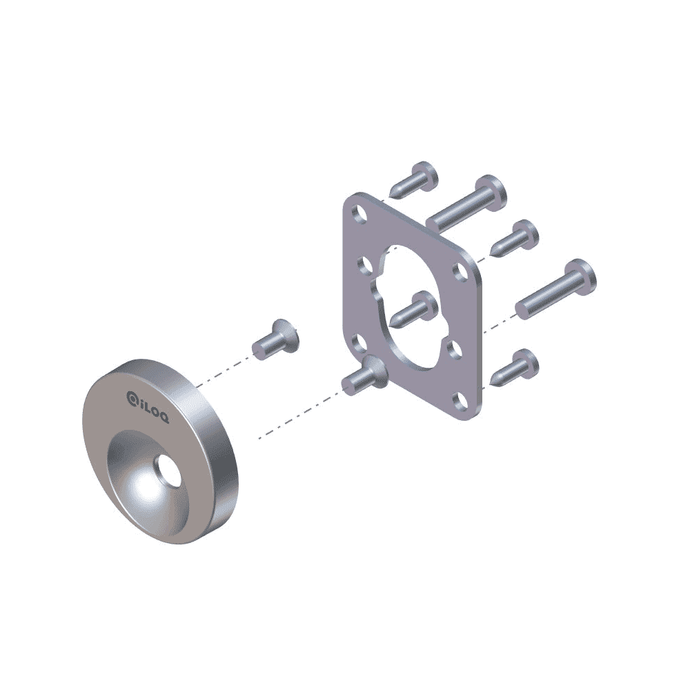 iLOQ Cam lock installation kit for C5/10S.5/50. inc. front plate Ni/Sa. round for wooden doors 13-18mm