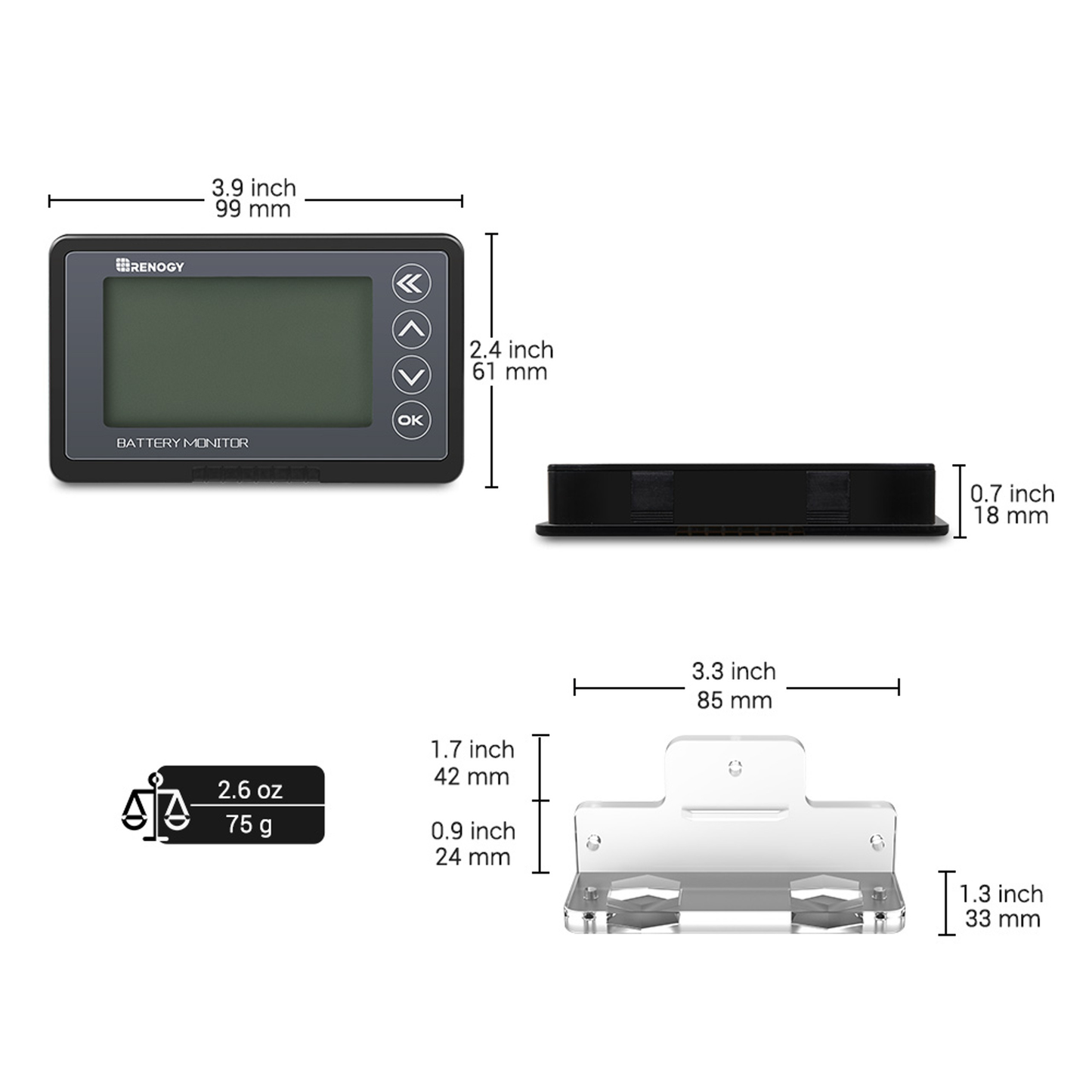 RENOGY CORE 500A Battery Monitor with Shunt