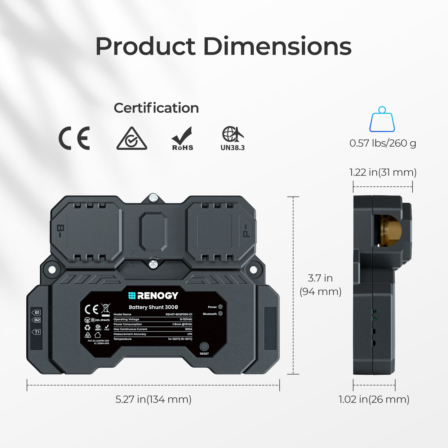 RENOGY CORE 300A Battery Shunt with Bluetooth